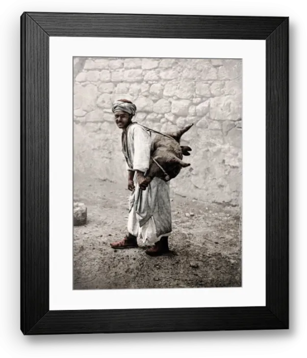 Framed Print : c. 1890s Photochrome Egypt - water carrier
