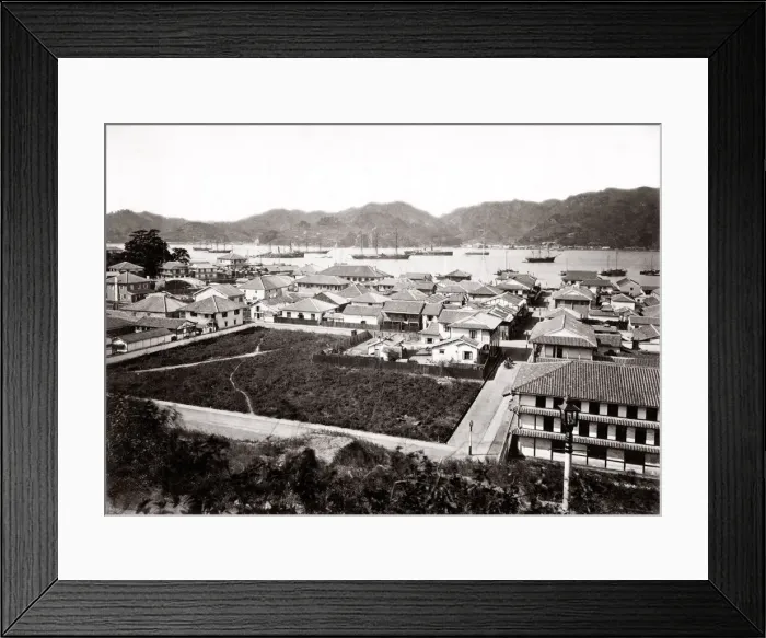 Framed Print : c. 1880s Japan - ships in Nagasaki harbour Framed Print : c. 1880s Japan - ships in Nagasaki harbour