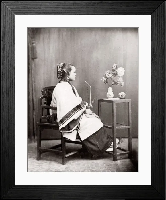 Framed Print : c. 1880s China - Chinese woman in a studio setting Framed Print : c. 1880s China - Chinese woman in a studio setting