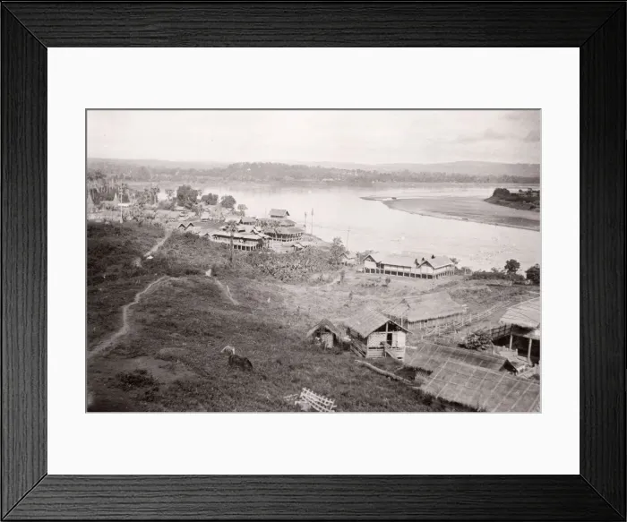 Framed Print : Town of Mingin, Chindwin River, Burma, Myanmar Framed Print : Town of Mingin, Chindwin River, Burma, Myanmar