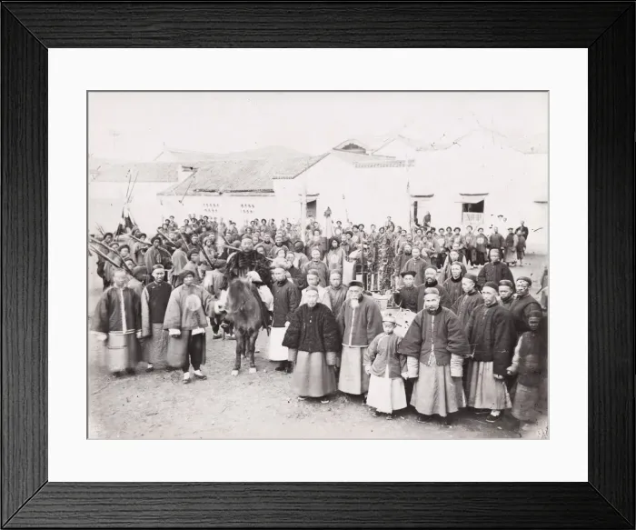 Framed Print : Large Chinese crowd, high ranking men, soldiers, China Framed Print : Large Chinese crowd, high ranking men, soldiers, China