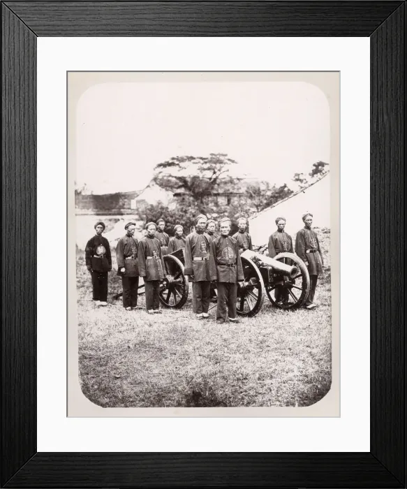 Framed Print : Chinese artillery soldiers, with cannon, China Framed Print : Chinese artillery soldiers, with cannon, China