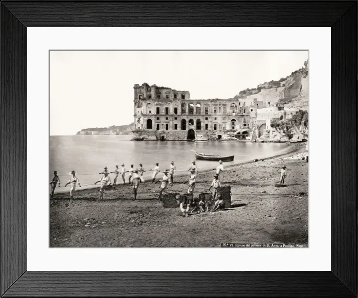 Framed Print : Fishermen pulling nets on the shore at Naples, Italy Framed Print : Fishermen pulling nets on the shore at Naples, Italy