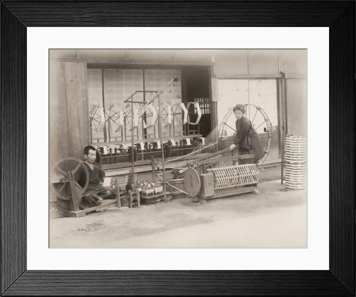 Framed Print : Japan - machinery, for spinning thread, yarn Framed Print : Japan - machinery, for spinning thread, yarn