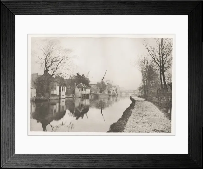 Framed Print : Peter Henry Emerson. River bank scene, Norfolk? Framed Print : Peter Henry Emerson. River bank scene, Norfolk?