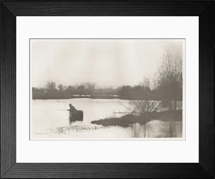Framed Print : Peter Henry Emerson. River bank scene, Norfolk? Framed Print : Peter Henry Emerson. River bank scene, Norfolk?