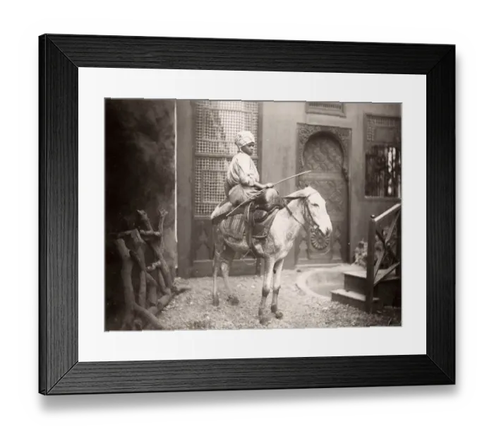 Framed Print : Egyptian boy on a donkey, Egypt, c. 1890 Framed Print : Egyptian boy on a donkey, Egypt, c. 1890