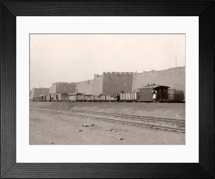 Framed Print : Train at Peking, Beijing city walls, China, c. 1900 Framed Print : Train at Peking, Beijing city walls, China, c. 1900