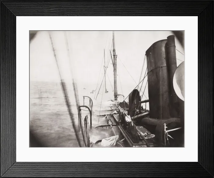 Framed Print : Ship taking on water and sinking, likely China region Framed Print : Ship taking on water and sinking, likely China region