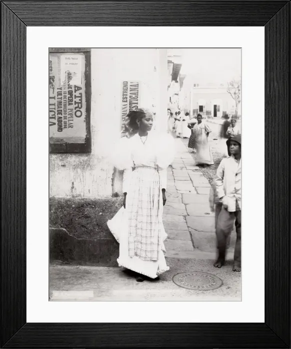 Framed Print : Young woman on a street corner, Puerto Rico Framed Print : Young woman on a street corner, Puerto Rico
