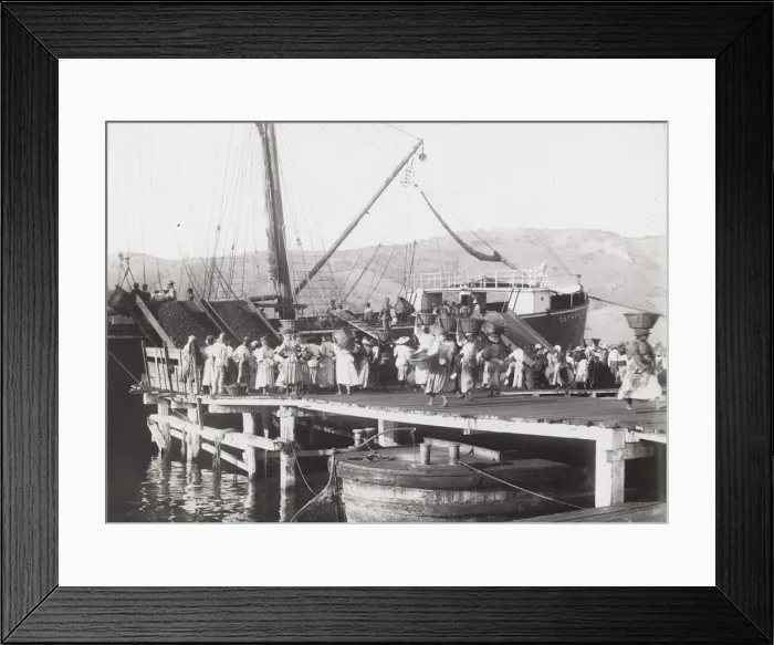 Framed Print : Coaling a steam ship at St Thomas Framed Print : Coaling a steam ship at St Thomas