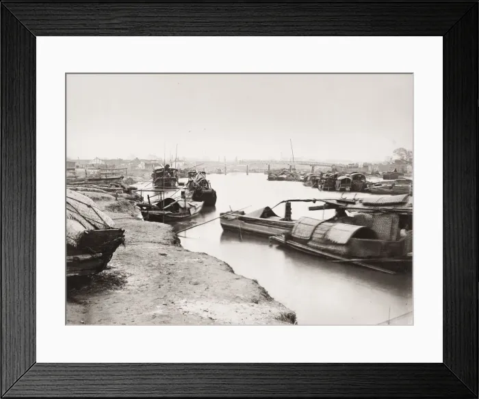 Framed Print : China, river boats in a creek Framed Print : China, river boats in a creek