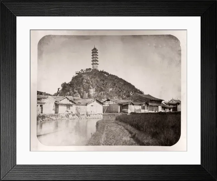 Framed Print : China c. 1880s - hilltop pagoda proably on the Yangtze river Framed Print : China c. 1880s - hilltop pagoda proably on the Yangtze river