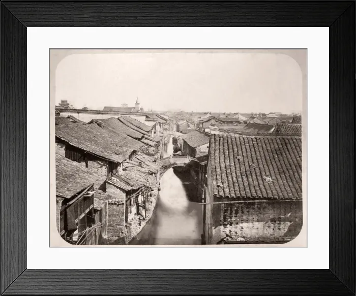 Framed Print : China c. 1880s - canal and rooftops Shanghai Framed Print : China c. 1880s - canal and rooftops Shanghai