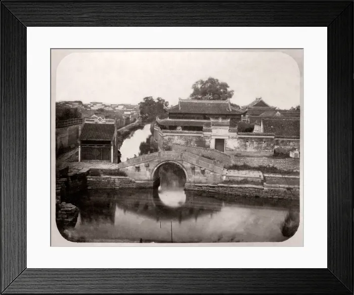 Framed Print : China c. 1880s - Shanghai city bridge and canal Framed Print : China c. 1880s - Shanghai city bridge and canal