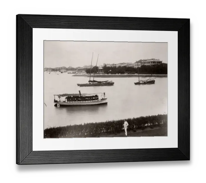 Framed Print : China c. 1880s - boats at Shanghai, Creek to the Bund Framed Print : China c. 1880s - boats at Shanghai, Creek to the Bund
