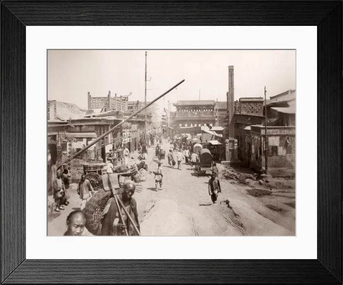 Framed Print : China c. 1880s - Peking Beijing - busy city street Framed Print : China c. 1880s - Peking Beijing - busy city street