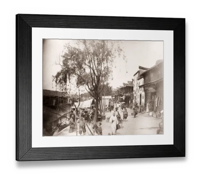 Framed Print : China c. 1880s - Shanghai city street scene Framed Print : China c. 1880s - Shanghai city street scene