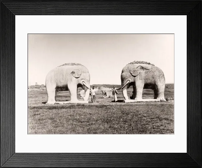 Framed Print : China c. 1880s - elephants on the road to the Ming tombs