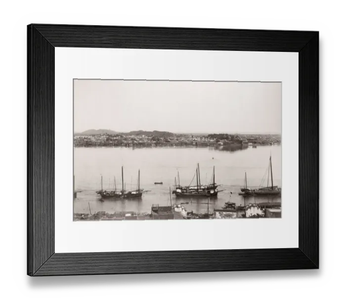 Framed Print : China c. 1880s - Nanking, Nanjing boats and city Framed Print : China c. 1880s - Nanking, Nanjing boats and city
