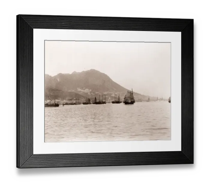 Framed Print : China c. 1880s - boats Hong Kong harbour Framed Print : China c. 1880s - boats Hong Kong harbour
