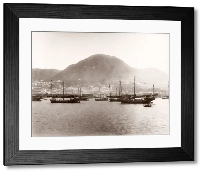 Framed Print : China c. 1880s - boats Hong Kong harbour Framed Print : China c. 1880s - boats Hong Kong harbour