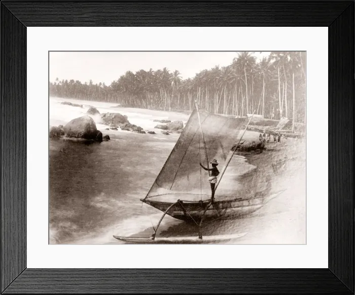 Framed Print : Boats on the beach Ceylon Sri Lanka, c. 1880s Framed Print : Boats on the beach Ceylon Sri Lanka, c. 1880s