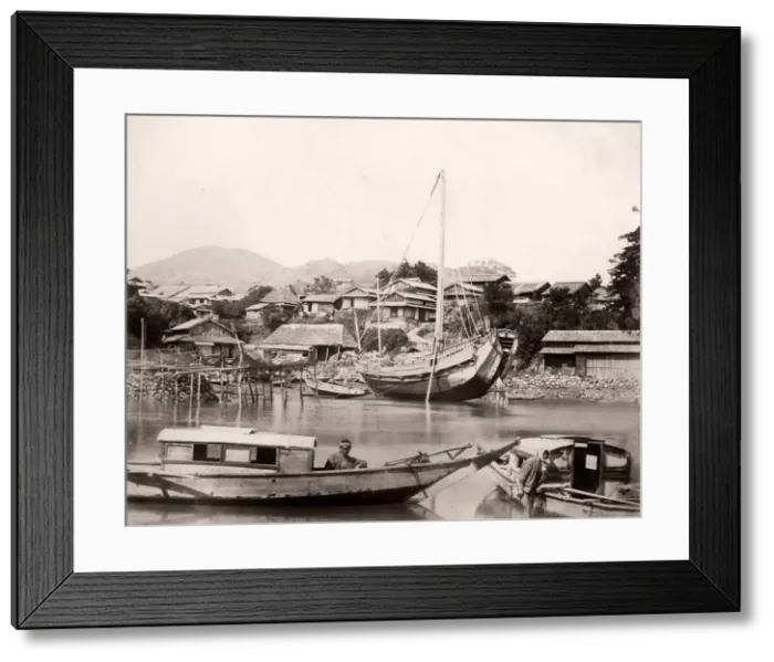 Framed Print : Japanese Junk probably Nagasaki, Japan, c. 1860s / 70s Framed Print : Japanese Junk probably Nagasaki, Japan, c. 1860s / 70s