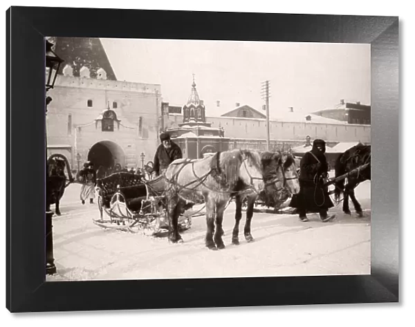 Russia - hackney cab, snow sleigh, pony