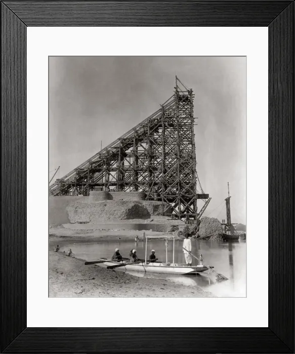 Framed Print : Building a railway bridge, India, c. 1880 s Framed Print : Building a railway bridge, India, c. 1880 s