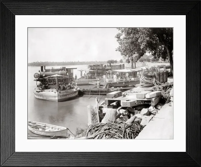 Framed Print : Ferry on the Indus river, Sukkur, India c. 1880 s Framed Print : Ferry on the Indus river, Sukkur, India c. 1880 s