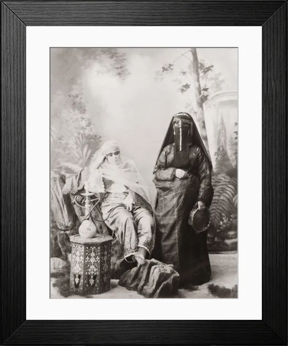 Framed Print : Two veiled women hookah, Egypt, c. 1890 Framed Print : Two veiled women hookah, Egypt, c. 1890