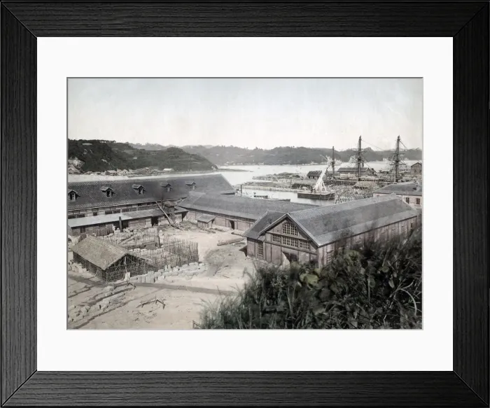 Framed Print : Dockyard, Nagasaki, Japan, c. 1880 s Framed Print : Dockyard, Nagasaki, Japan, c. 1880 s