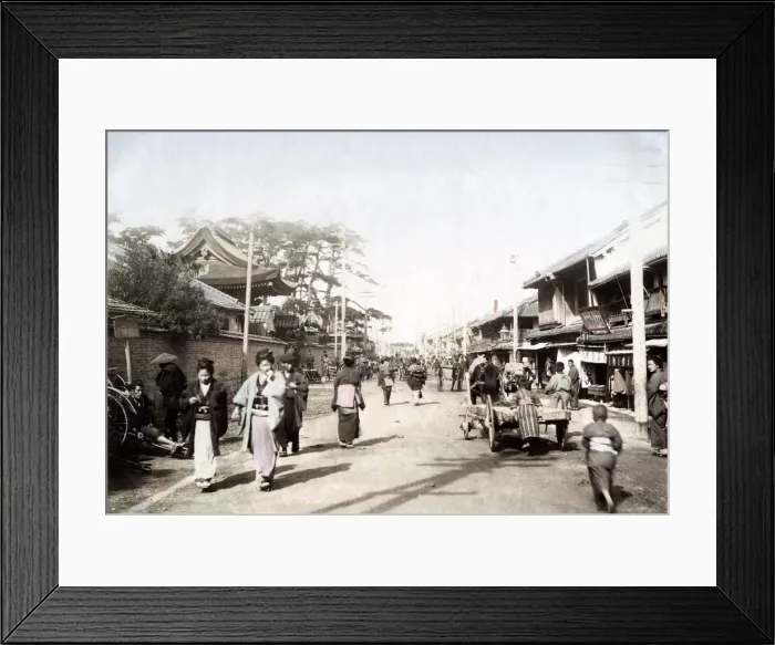 Framed Print : c. 1880s Japan - street Nanko temple Kobe