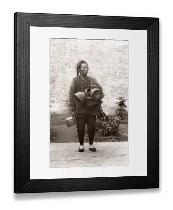 Framed Print : c. 1890 China - Chinese street vendor - pots and pans Framed Print : c. 1890 China - Chinese street vendor - pots and pans