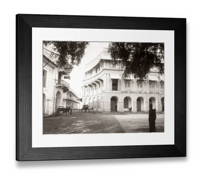 Framed Print : Bank buildings, Singapore city, c. 1880 s Framed Print : Bank buildings, Singapore city, c. 1880 s