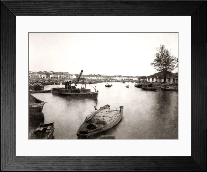 Framed Print : Boats in the harbour, Singapore, c. 1880 s Framed Print : Boats in the harbour, Singapore, c. 1880 s