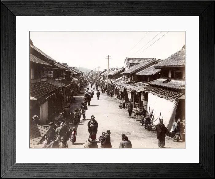 Framed Print : c. 1880s Japan - Motomachi street in Yokohama Framed Print : c. 1880s Japan - Motomachi street in Yokohama