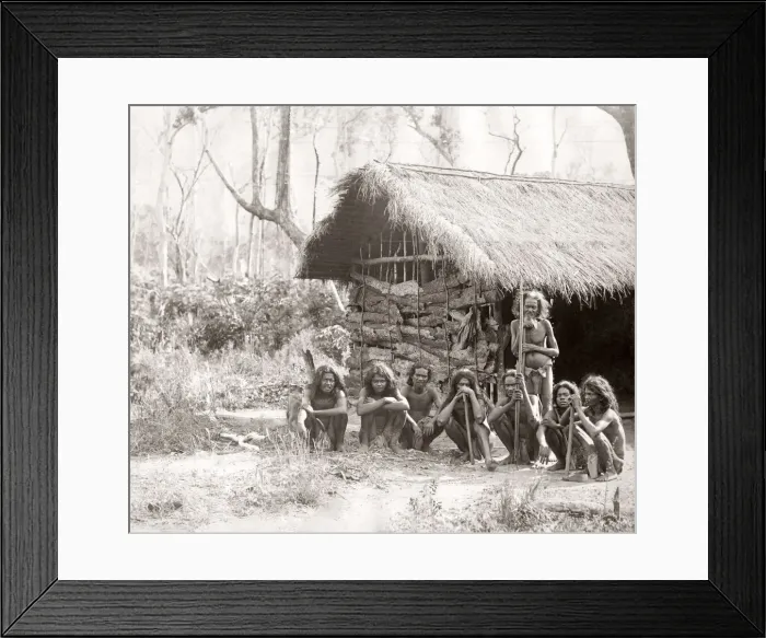 Framed Print : Veddahs outside a straw hut, Ceylon, Sri Lanka, c. 1880 s Framed Print : Veddahs outside a straw hut, Ceylon, Sri Lanka, c. 1880 s