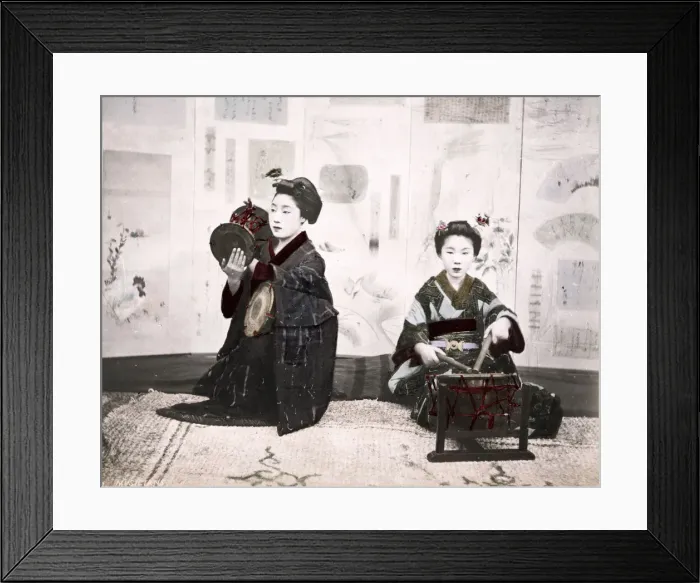 Framed Print : Late 19th century - young Japanese musicians Framed Print : Late 19th century - young Japanese musicians