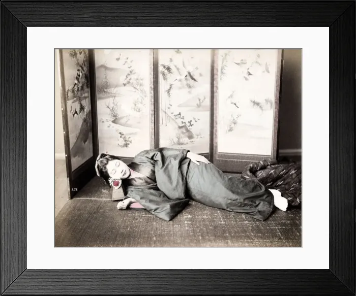 Framed Print : Late 19th century - young Japanese woman sleeping Framed Print : Late 19th century - young Japanese woman sleeping