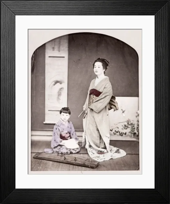 Framed Print : Late 19th century - young Japanese woman and child Framed Print : Late 19th century - young Japanese woman and child