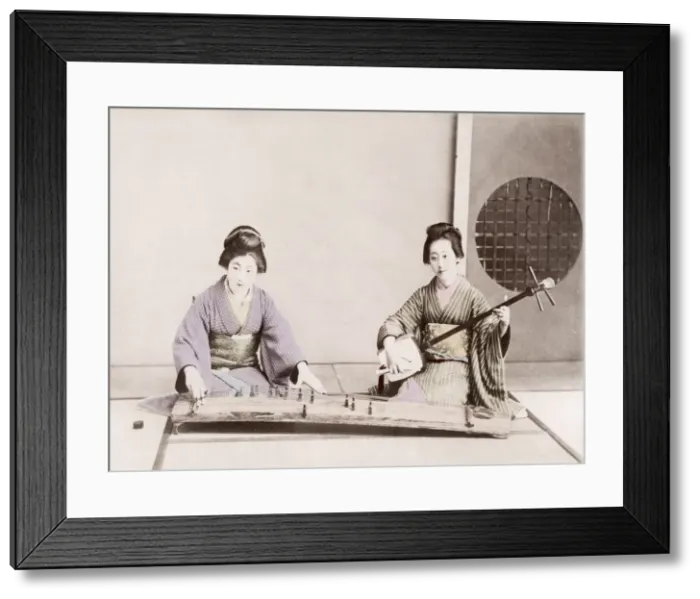 Framed Print : Late 19th century - young Japanese musicians Framed Print : Late 19th century - young Japanese musicians