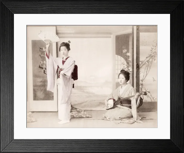 Framed Print : Late 19th century - young Japanese musician, dancer Framed Print : Late 19th century - young Japanese musician, dancer