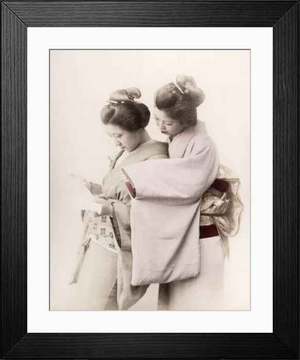 Framed Print : Late 19th century - young Japanese women Framed Print : Late 19th century - young Japanese women