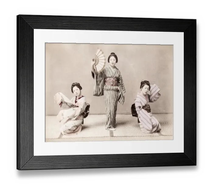 Framed Print : Late 19th century - young Japanese dancers Framed Print : Late 19th century - young Japanese dancers