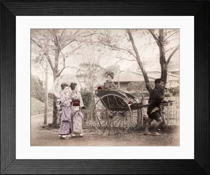 Framed Print : Late 19th century - young Japanese woman, rickshaw Framed Print : Late 19th century - young Japanese woman, rickshaw