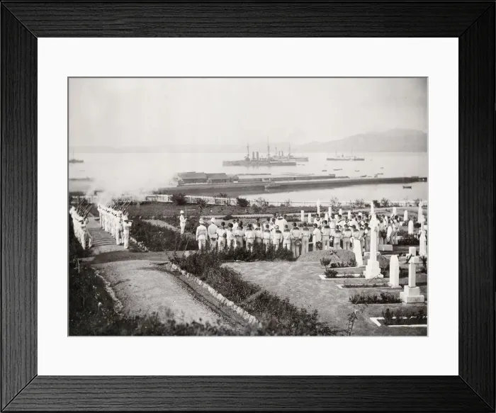 Framed Print : Naval funeral, probably Weihaiwei, China, c. 1900 Framed Print : Naval funeral, probably Weihaiwei, China, c. 1900