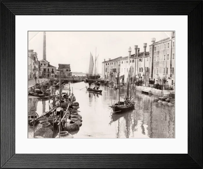Framed Print : Daily life on a canal, boats, cargo, Venice Italy Framed Print : Daily life on a canal, boats, cargo, Venice Italy