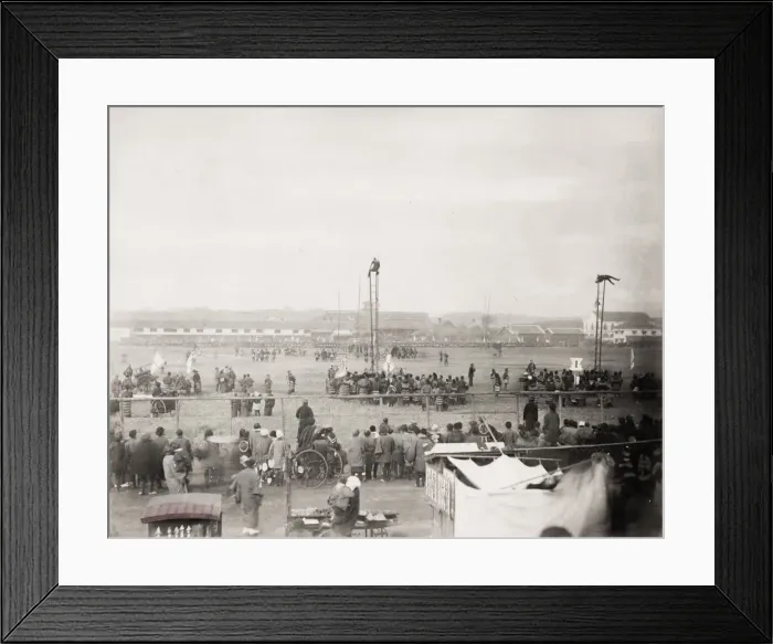 Framed Print : Fire drill, acrobatic display by Japanese fireman Framed Print : Fire drill, acrobatic display by Japanese fireman